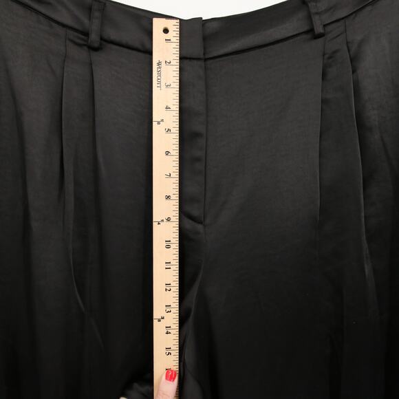 Vince Camuto Dress Pants Black Wide Leg Front Pleat Satin Pleated Trousers 24W - Picture 7 of 12